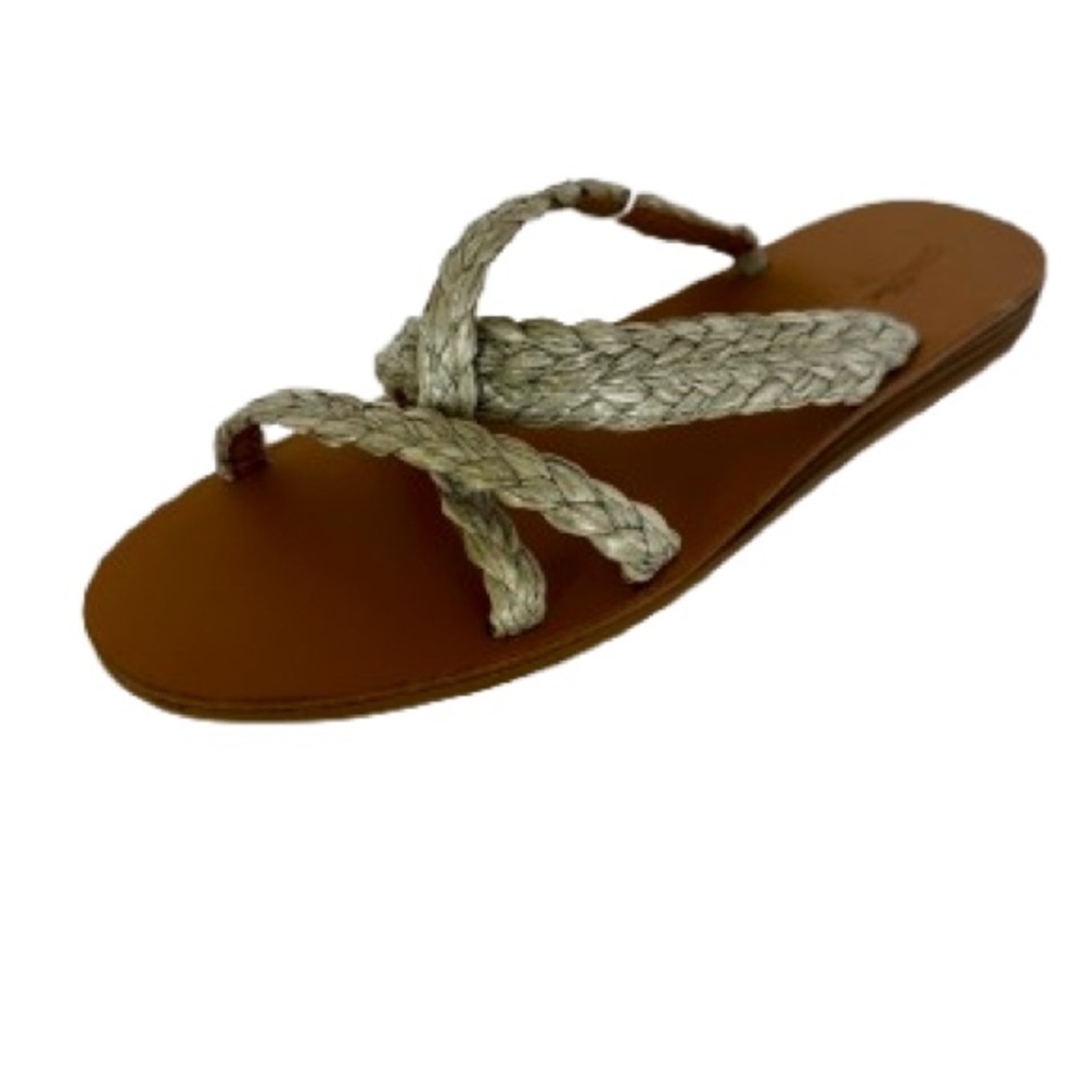 NWT Universal Threshold Womens Gray Opal  Faux Leather Strappy Slide Sandals 8.5